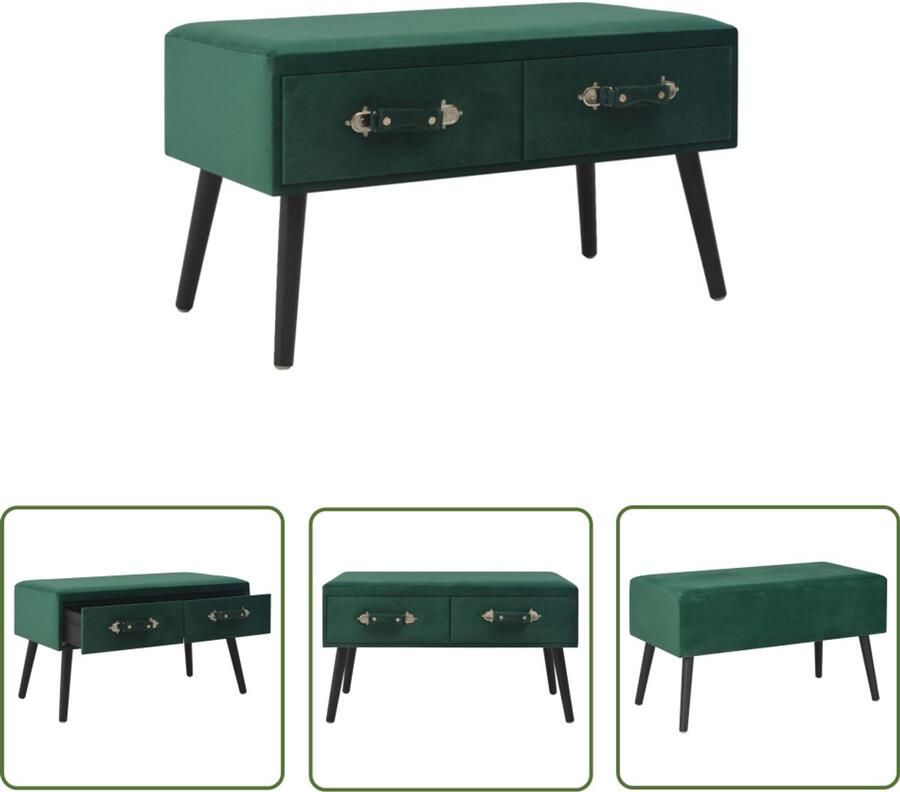 VidaXL Bank met lades 80 cm Fluweel Groen Opbergbank Fluweelbank Banksysteem Zitmeubilair Woonkamer Meubels Groene Bank Stoffen Bank Moderne Bank Stijlvolle Bank Multifunctionele Bank