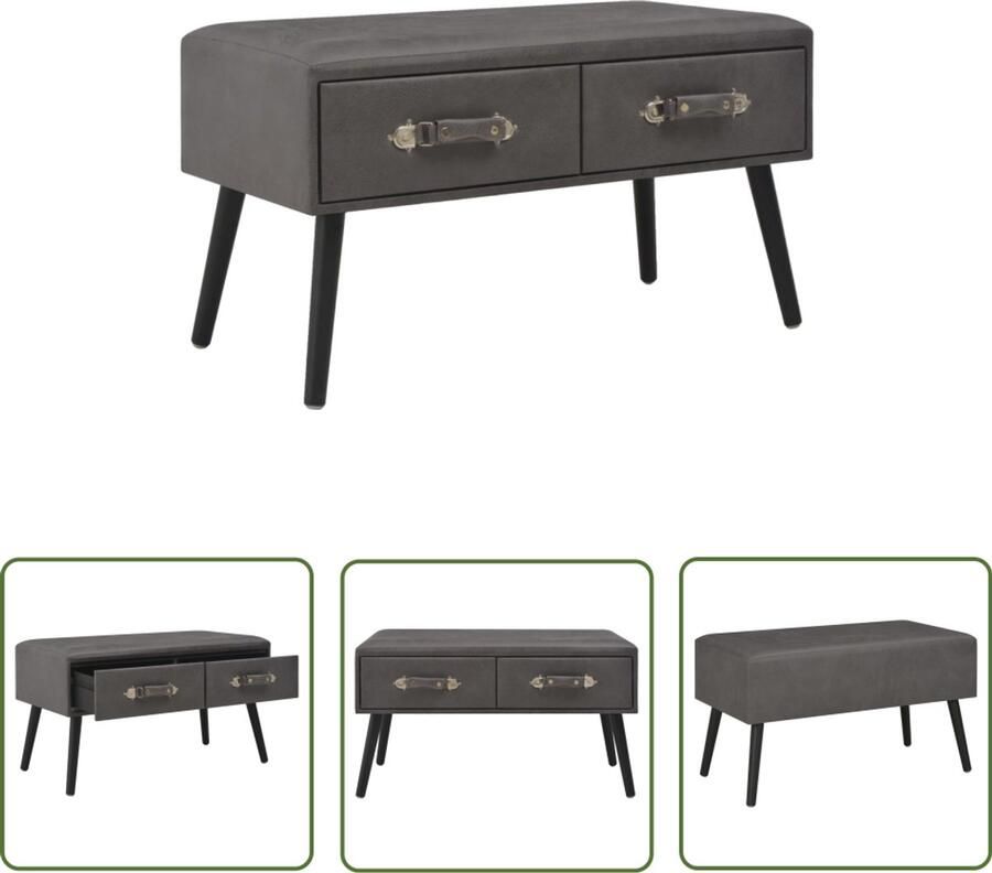 VidaXL Bank met lades 80 cm Kunstleer Grijs Opbergbank Bankstel Zitbank Grijze Bank Kunstlederen Bank Stoere Bank Multifunctionele Bank Livingroom Meubels Interieurdecoratie Slaapkamer Meubelen