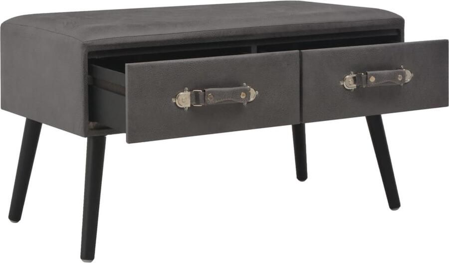 VidaXL Bank met lades 80 cm Kunstleer Grijs Opbergbank Bankstel Zitbank Grijze Bank Kunstlederen Bank Stoere Bank Multifunctionele Bank Livingroom Meubels Interieurdecoratie Slaapkamer Meubelen - Foto 2