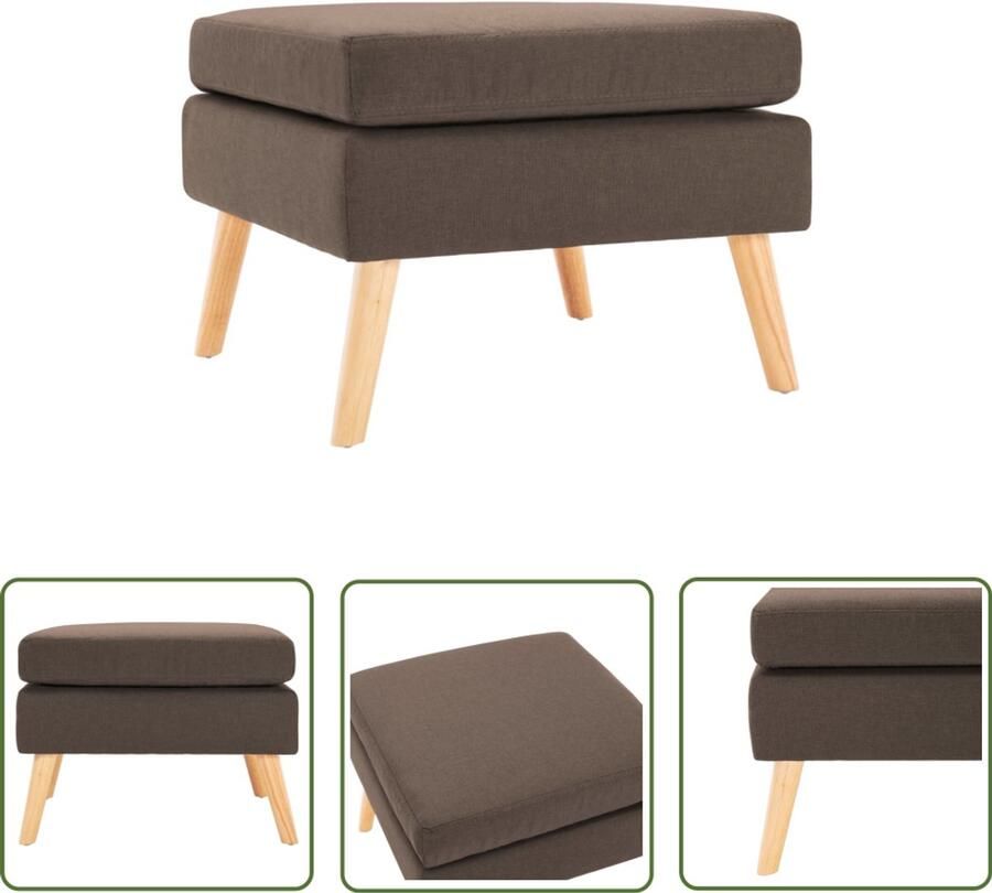 The Living Store Voetenbank stof bruin Voetensteun Bankaccessoire Relaxstoel Stoffen Voetbank Hoekbank Accessoire