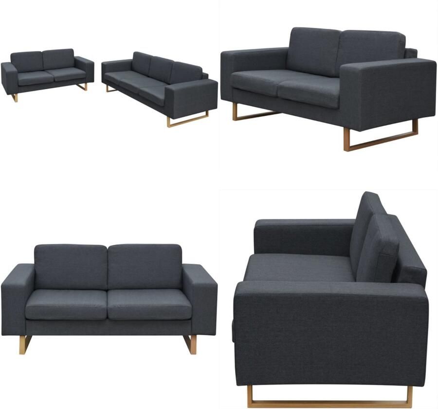 VidaXL Bankenset 2 + 3-zits donkergrijs Bank Banken Bankje Bankjes