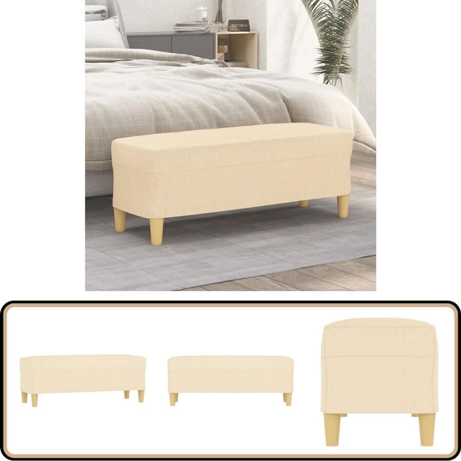VidaXL Bankje 100x35x41 cm Crèmekleurig Stof Bankje Creme Kleurtje Stoffen Bank Salon Meubilair Bijzettafel