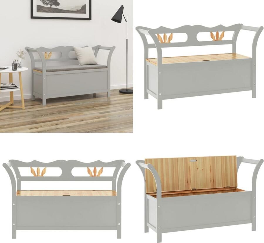 VidaXL Bankje 107x45x75 5 cm massief vurenhout grijs Bank Banken Bankje Parkbank