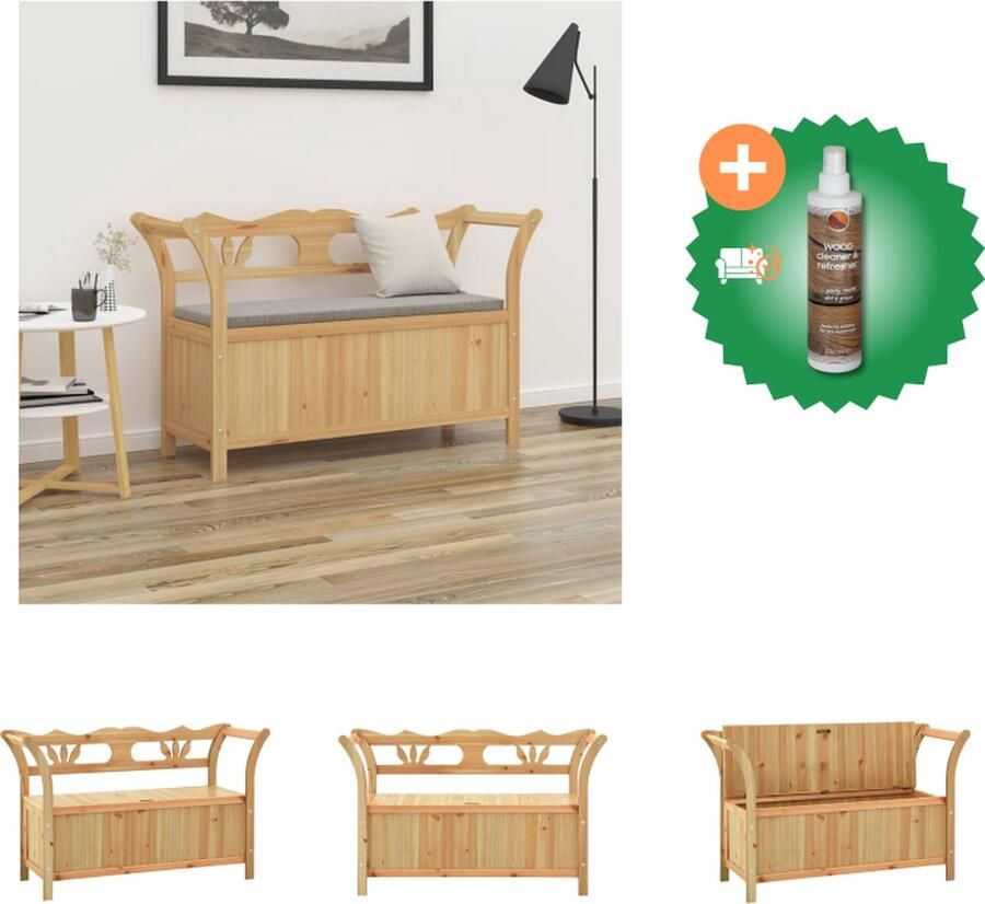 VidaXL Bankje 107x45x75-5 cm massief vurenhout Hocker Inclusief Houtreiniger en verfrisser