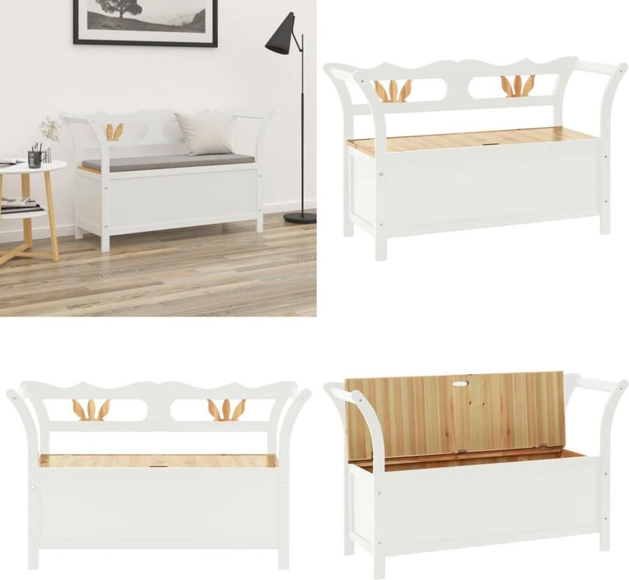 VidaXL Bankje 107x45x75 5 cm massief vurenhout wit Bank Banken Bankje Parkbank