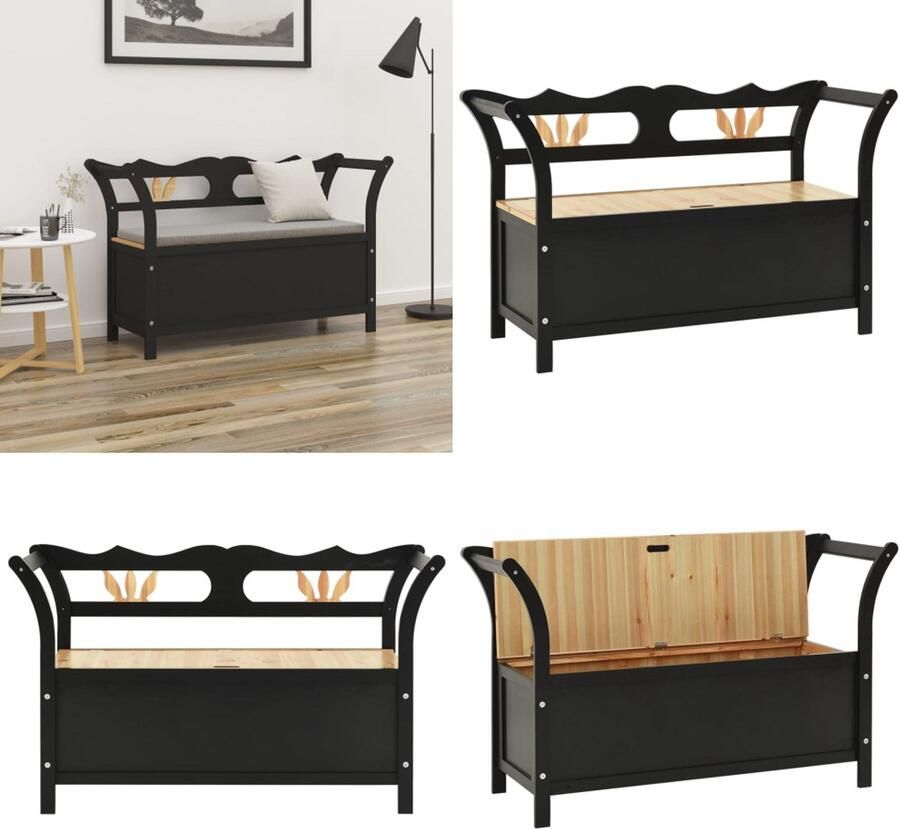 VidaXL Bankje 107x45x75 5 cm massief vurenhout zwart Bank Banken Bankje Parkbank