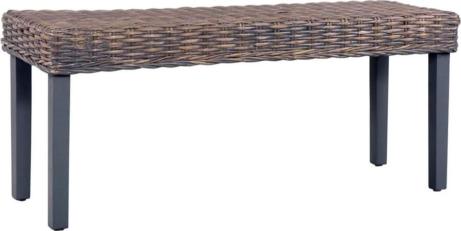 VidaXL Bankje 110 cm Kubu Rattan & Mangohout Halbank Rattan Bank Bankje Lounge Bank Salontafel Meubilair Binnenmeubels Woonaccessoires - Foto 2