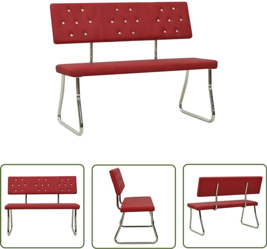 VidaXL Bankje 110 cm Kunstleer Wijnrood Banken Woonaccessoires Kunstleder Meubels Rode Bank Salontafel