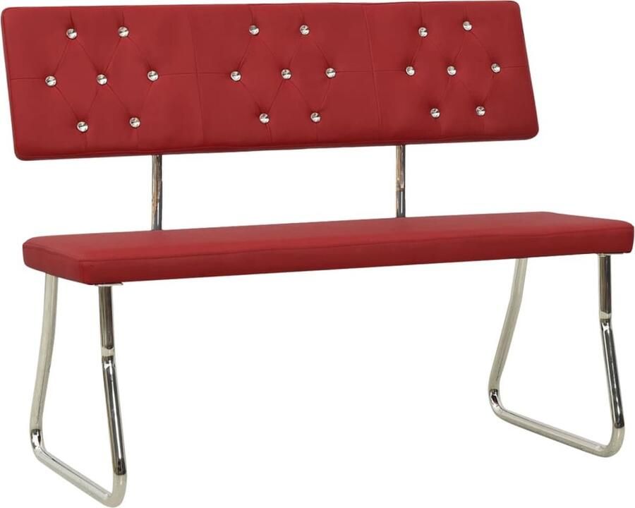 VidaXL Bankje 110 cm Kunstleer Wijnrood Banken Woonaccessoires Kunstleder Meubels Rode Bank Salontafel - Foto 2