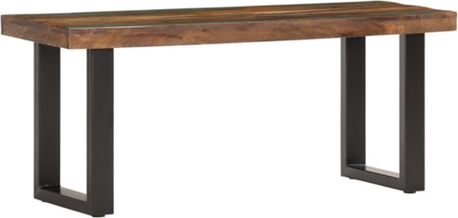VidaXL -Bankje-110-cm-massief-gerecycled-hout-en-staal