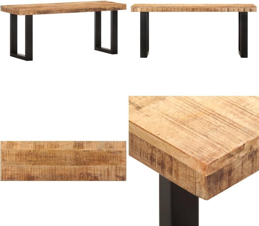 VidaXL -Bankje-110-cm-massief-ruw-mangohout-en-staal - Foto 3