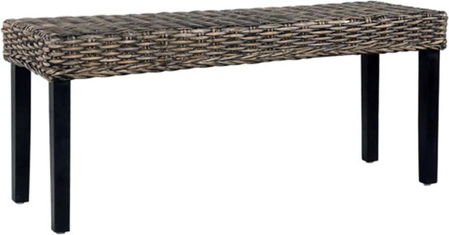 VidaXL Bankje 110 cm natuurlijk kubu rattan en massief mahoniehout zwart - Foto 3