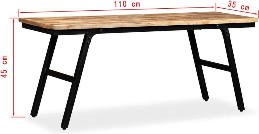 VidaXL -Bankje-110x35x45-cm-gerecycled-teakhout-en-staal - Foto 2