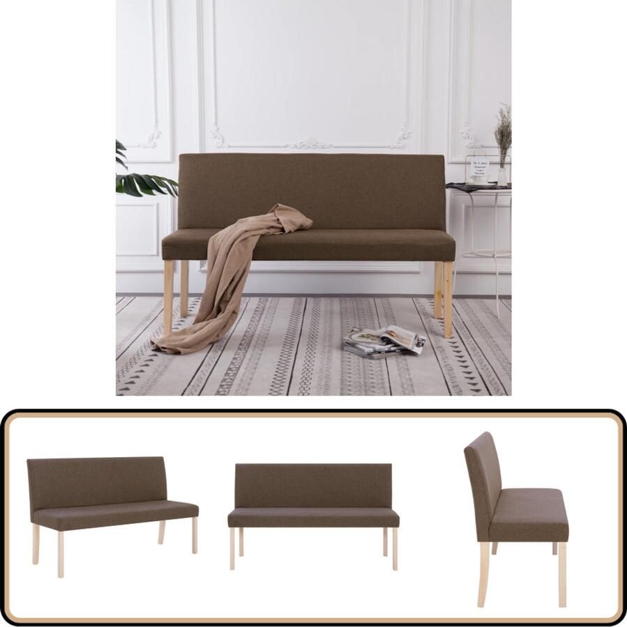VidaXL Bankje 139 5 cm Bruin & Naturel Design Bank Houten Bank Klassieke Bank Salontafel Stoffen Bank Livingroom Meubels Binnenhuisdecoratie Bruine Bank Naturele Bank