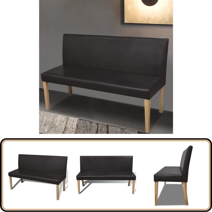 VidaXL Bankje 139 5 cm donkerbruin kunstleer Bank Donkerbruin Bank Houten Bank Salontafel Stoffering Design Meubels Woonaccessoires