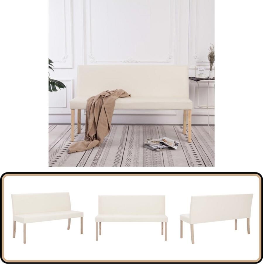 VidaXL Bankje 139 5 cm Kunstleer Crème Bank Zitbank Salontafel Meubilair Binnenhuisdecoratie Livingroom Furniture Home Decor