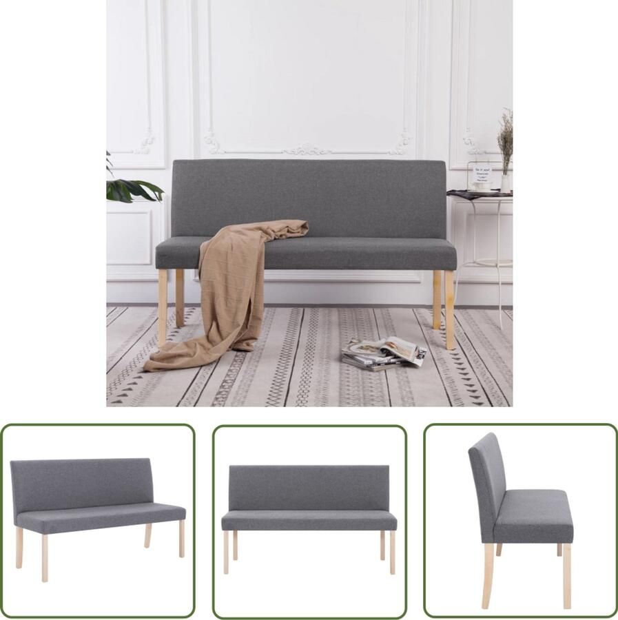 VidaXL Bankje 139 5 cm Lichtgrijs Massief Grenen Bank Zitbank Salontafel Woonkamerinrichting Design Meubilair Houten Bank Grijze Bank Stoffen Bank Comfortabele Bank Grenoble - Foto 2