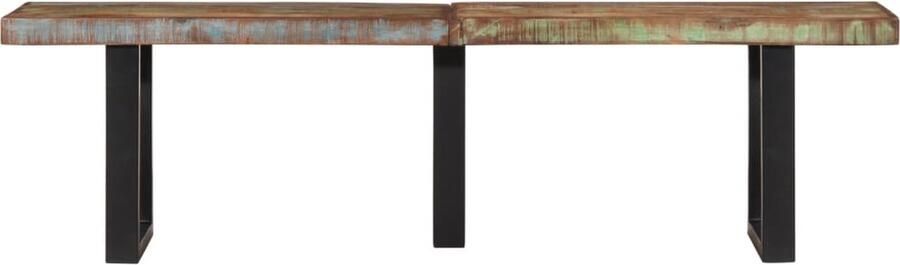 VidaXL Bankje 160 cm gerecycled hout en staal Bankje Bankjes Halbankje Gangbankje