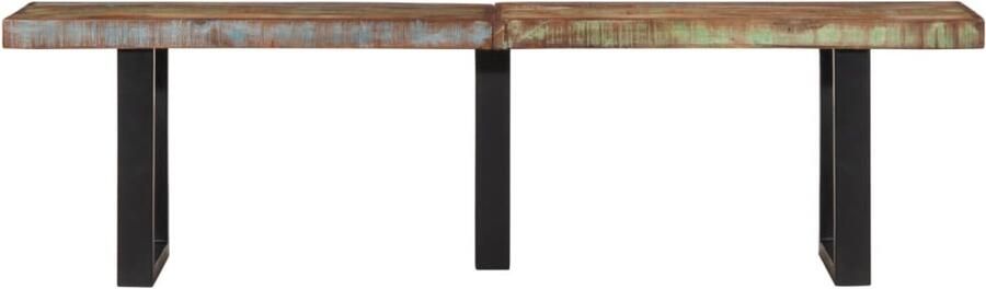 VidaXL Bankje Industrieel Industriële Bank Bankje 160 cm massief gerecycled hout en staal Bruine Bank Houten Bank Salontafel