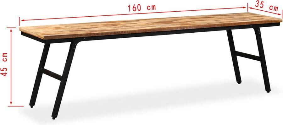 VidaXL -Bankje-160x35x45-cm-gerecycled-teakhout-en-staal - Foto 4