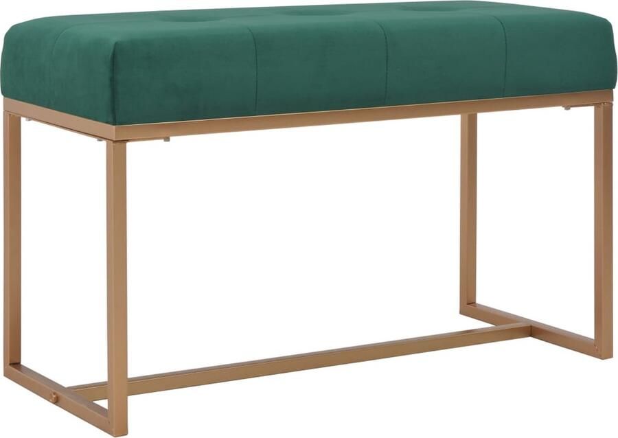 VidaXL Bankje 80 cm Fluweel Groen en Goud Halbank Fluweelbank Groene Bank Designbank Bankstel Zitbank Entreebank Salonbank Livingroom Meubels Luxe Bank Velvet Bank - Foto 2