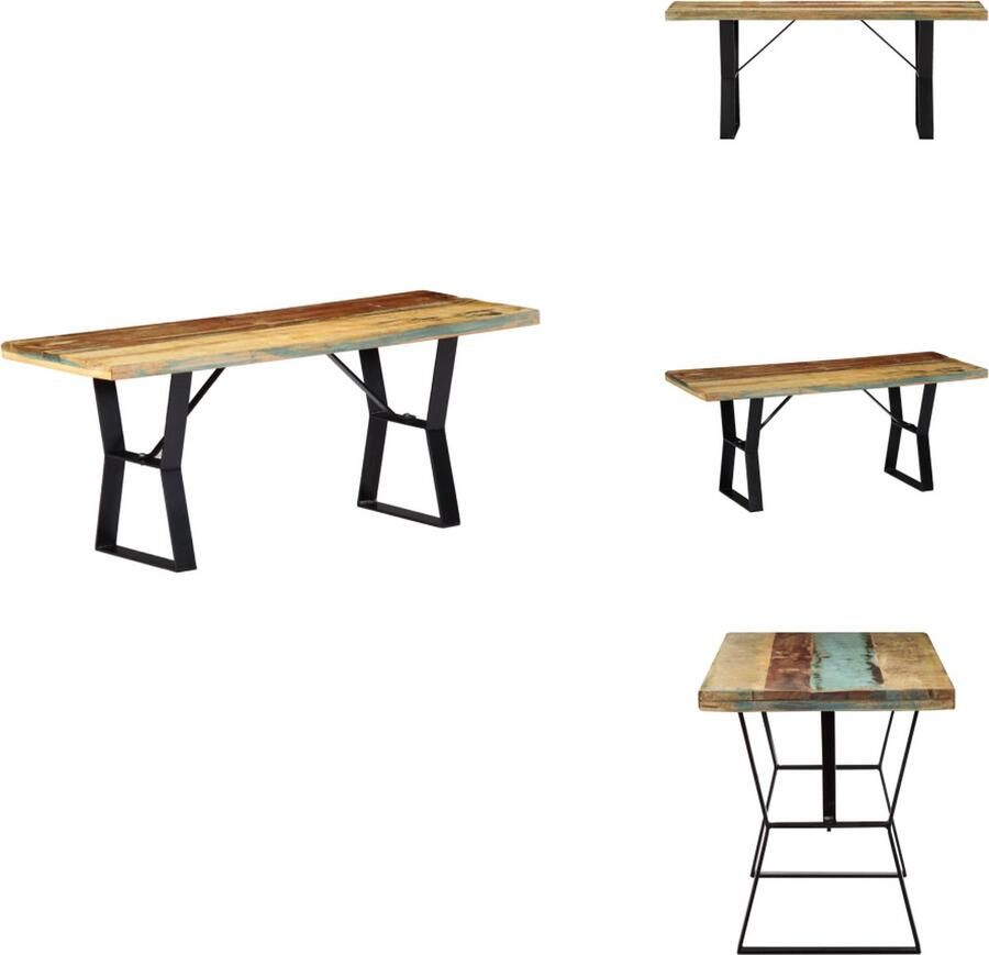 VidaXL Eetkamerbank Industriële Stijl 110 x 40 x 45 cm Gerecycled Hout en Gepoedercoat IJzer Bank