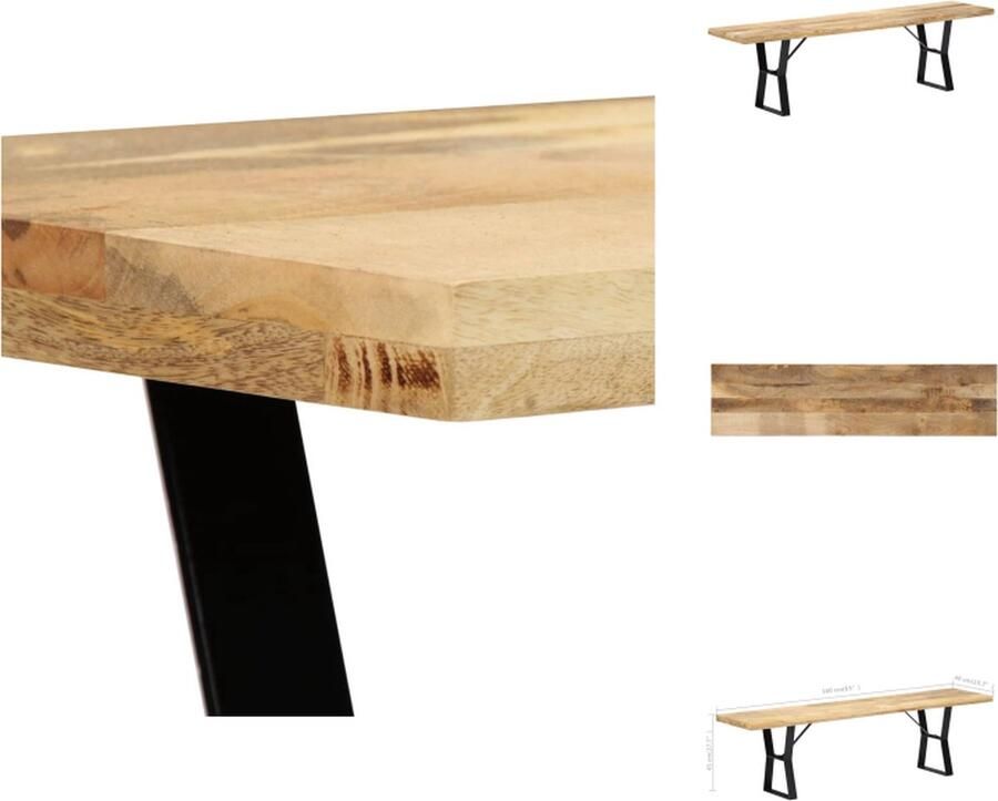 VidaXL Industriële Eetkamerbank Mangohout 160 x 40 x 45 cm Gepoedercoat IJzer Bank