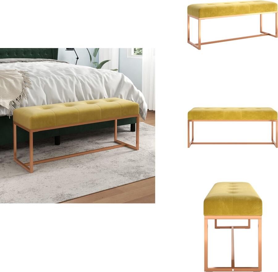 VidaXL Bankje Bankjes Bank Zitbank Bankje 110x36x45 cm fluweel mosterdgeel