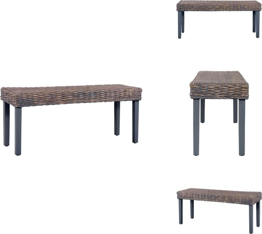 VidaXL Bankje Bankjes Halbank Halbanken Bankje 110 cm natuurlijk kubu rattan en massief mangohout grijs