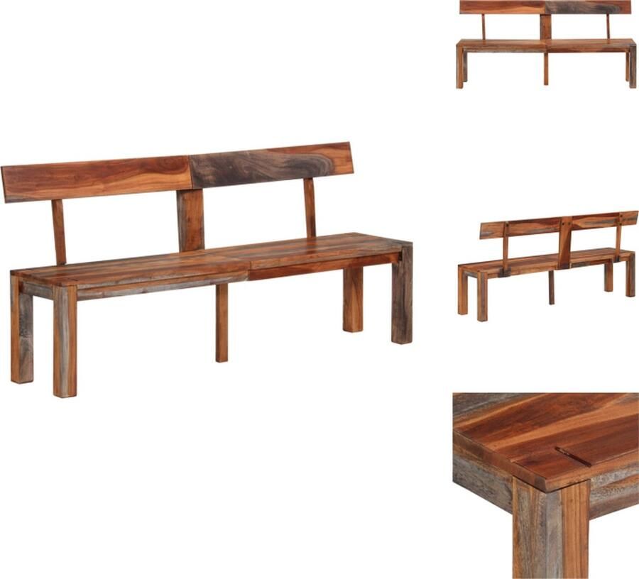 VidaXL Bankje 160 cm massief acaciahout grijs Houten Bank Halbank Bankje Acacia Hout Bruine Bank - Foto 2