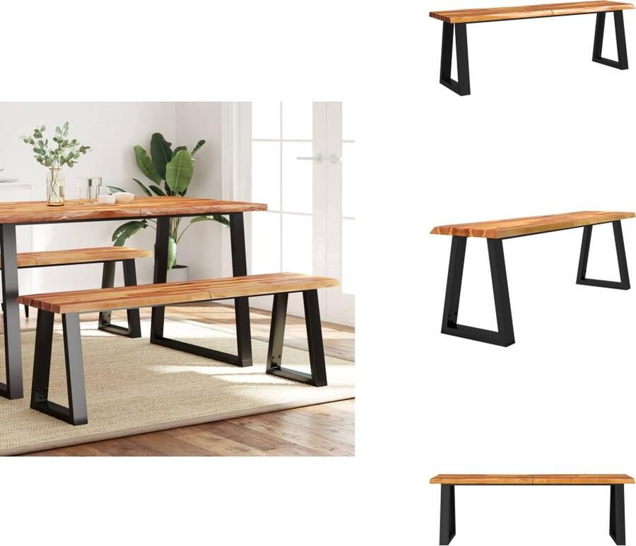 VidaXL Bankje Bankjes Halbank Schoenenbank Bankje met natuurlijke rand 140 cm massief acaciahout