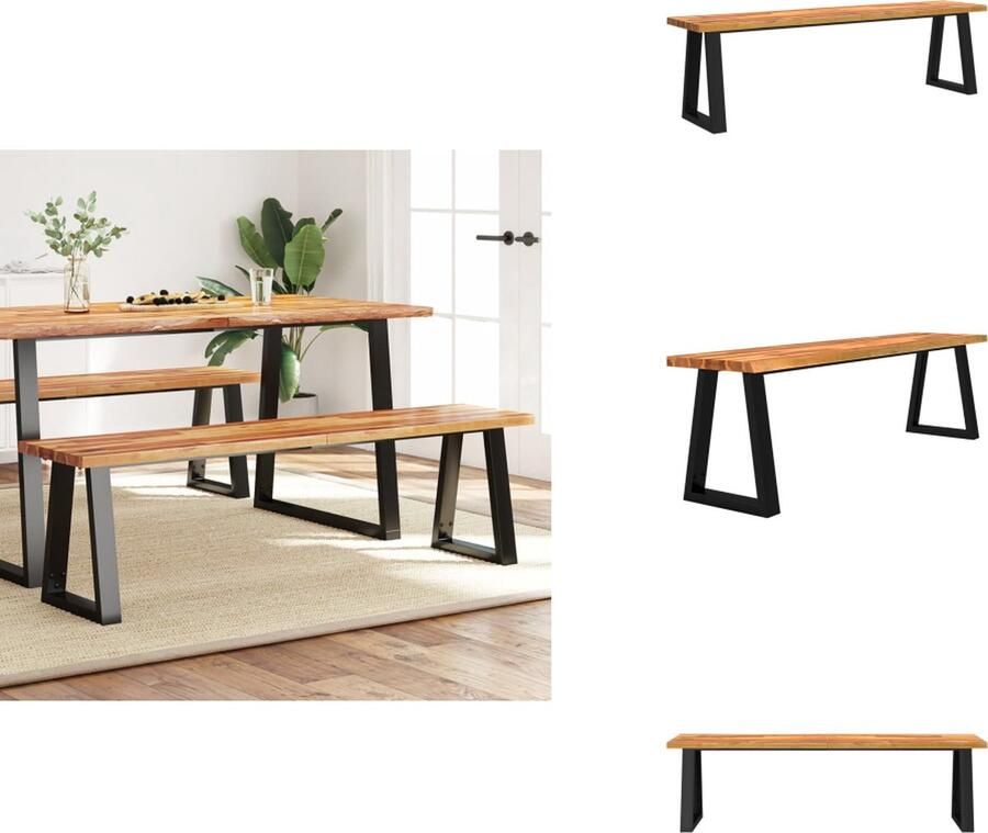 VidaXL Bankje Bankjes Halbank Schoenenbank Bankje met natuurlijke rand 160 cm massief acaciahout