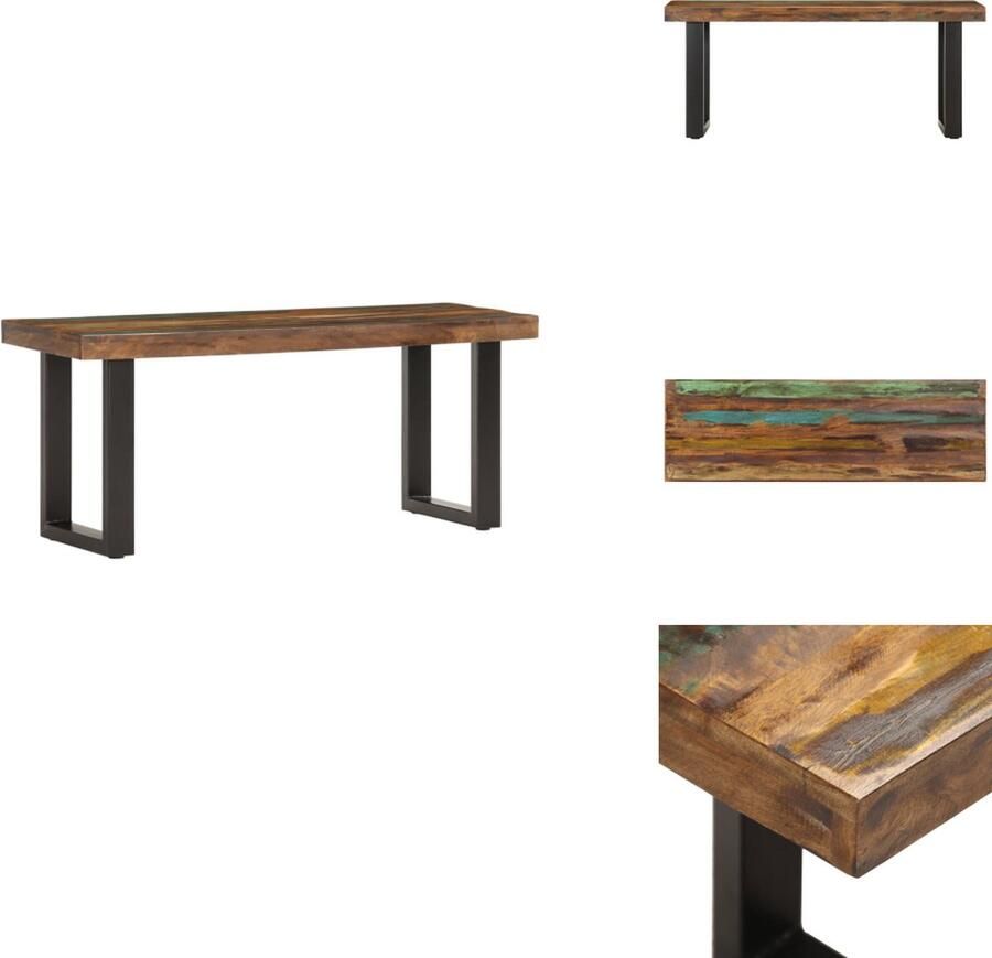 VidaXL Bankje Bankjes Zitbankje Zitbankjes Bankje 110 cm massief gerecycled hout en staal