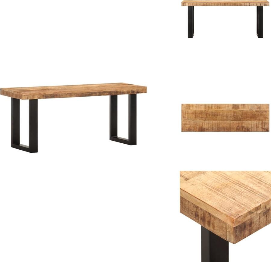 VidaXL Bankje Bankjes Zitbankje Zitbankjes Bankje 110 cm massief ruw mangohout en staal