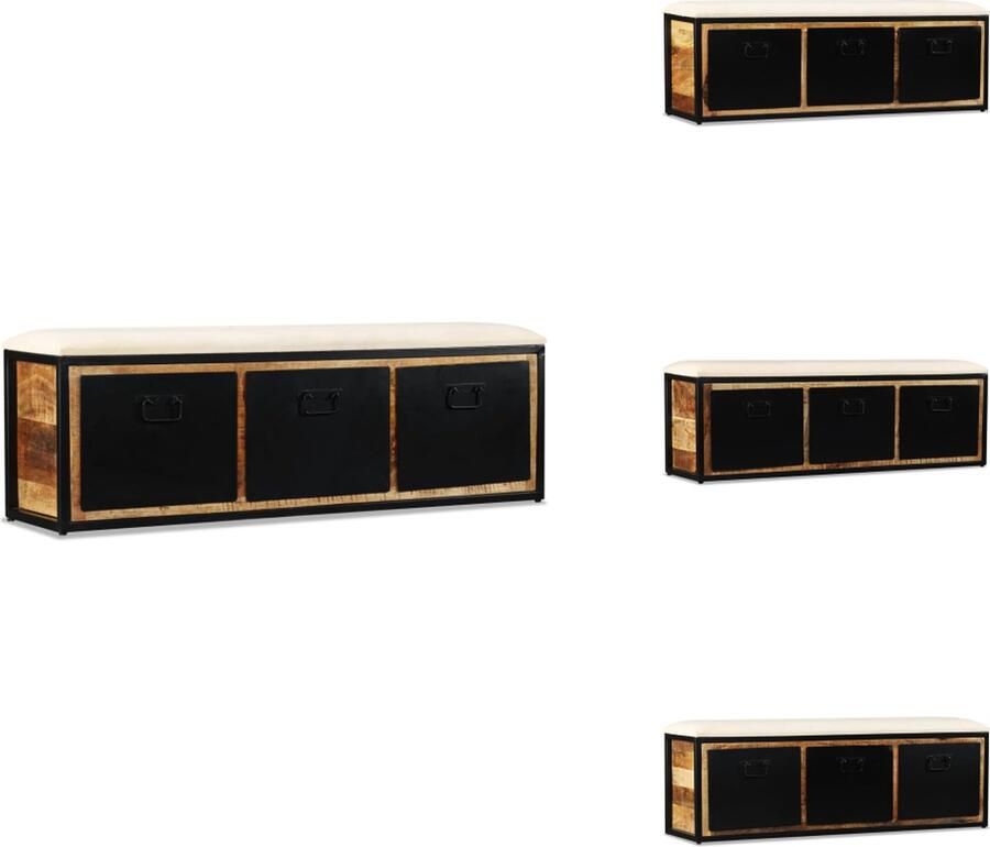 VidaXL Bankje Bankjes Zitbankje Zitbankjes Opbergbankje met 3 lades 120x30x40 cm massief mangohout