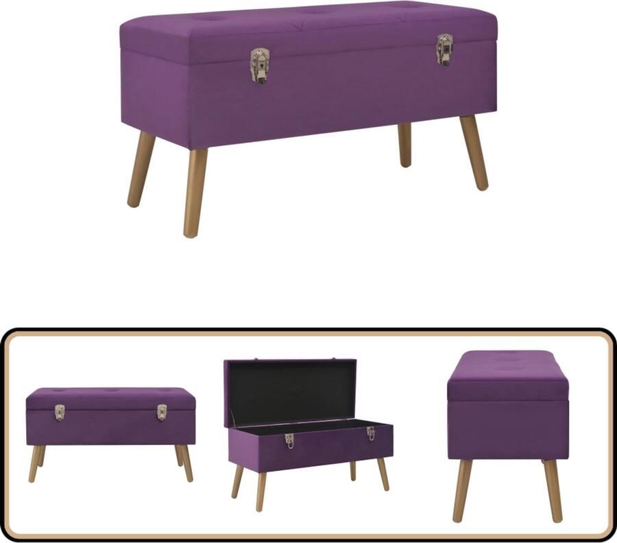 VidaXL Bankje Fluweel Paars & Goud 80 cm Opbergruimte Fluwelen Bank Bankje Met Opbergvak Velvet Bank Poef Binnenhuisdecoratie