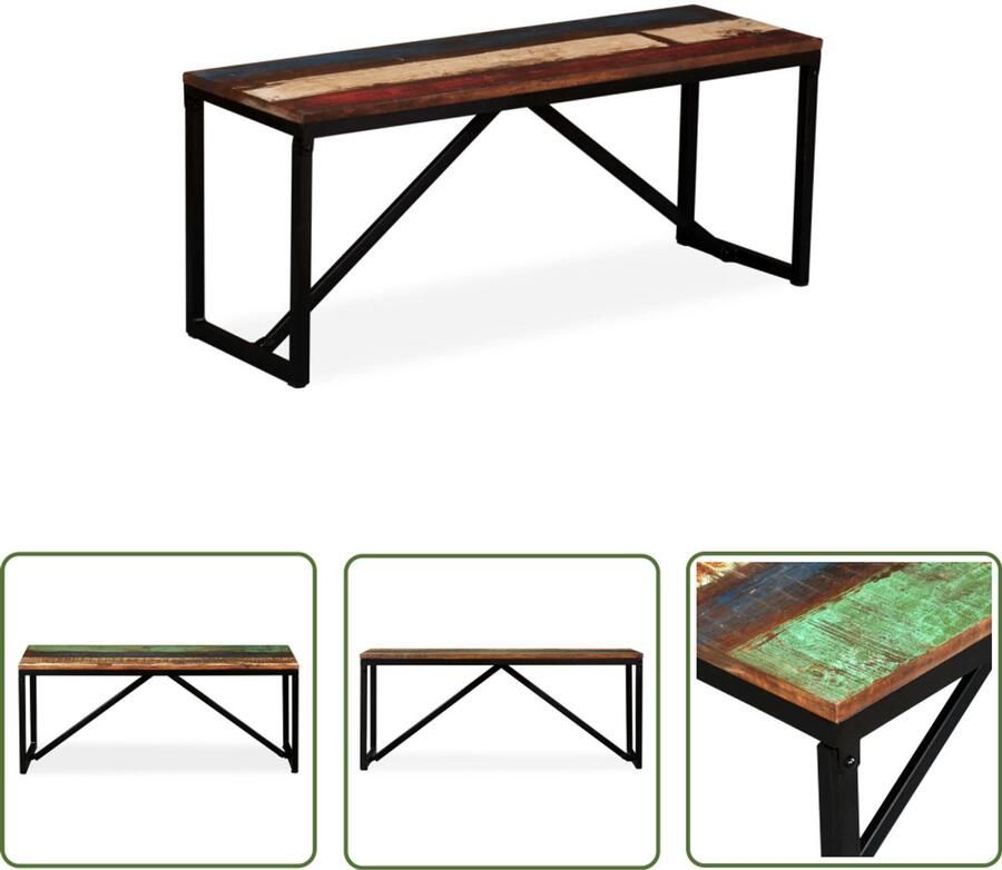 VidaXL Bankje gerecycled hout 110x35x45 cm Halbank Industrieel Meubilair Industriele Stijl Bank Houten Bank Recycled Wood Furniture Tweedehands Meubels Vintage Meubelen