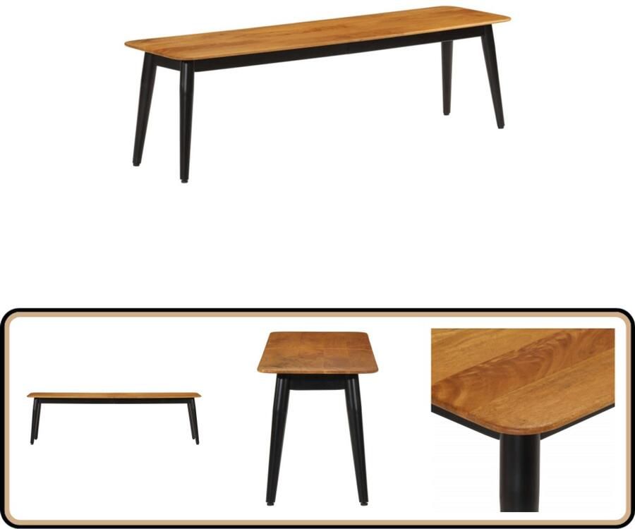 VidaXL Bankje Mangohout & IJzer 160x40x45 cm Tuinbank Mangohout Bank Industrieel Zitbank Binnen Bank Buiten