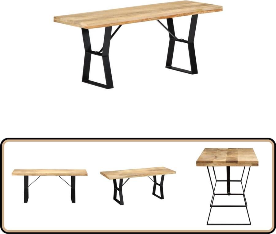 VidaXL Bankje Massief Mangohout 110 cm Eetkamerbank Industrieel Design Mangohout Bruin Salon Meubilair