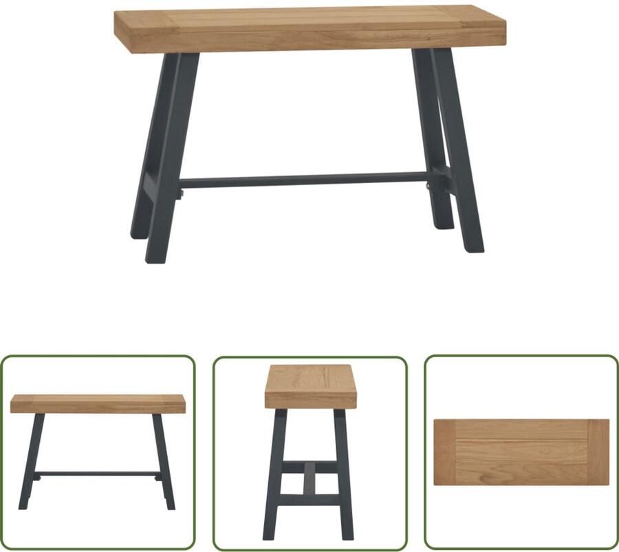 VidaXL Bankje Massief Teakhout 80 cm Bruin Zwart Vintage Bank Teak Bank Buitenbank Tuinbank Terrasbank Bruine Bank Zwarte Bank Retro Meubels Landelijk Interieur Salontafel Zitbank Bankstel