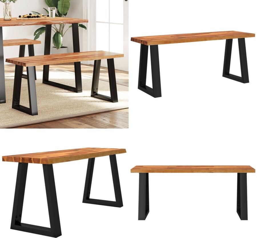 VidaXL Bankje met natuurlijke rand 110 cm massief acaciahout Bankje Bankjes Halbank Schoenenbank