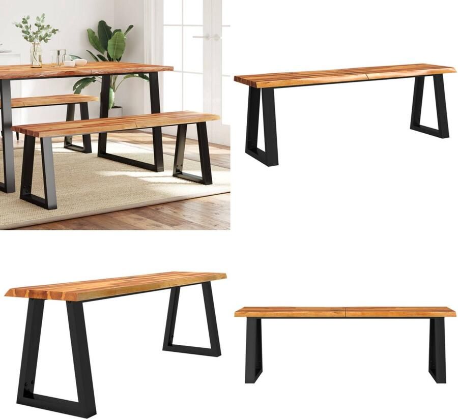 VidaXL Bankje met natuurlijke rand 140 cm massief acaciahout Bankje Bankjes Halbank Schoenenbank