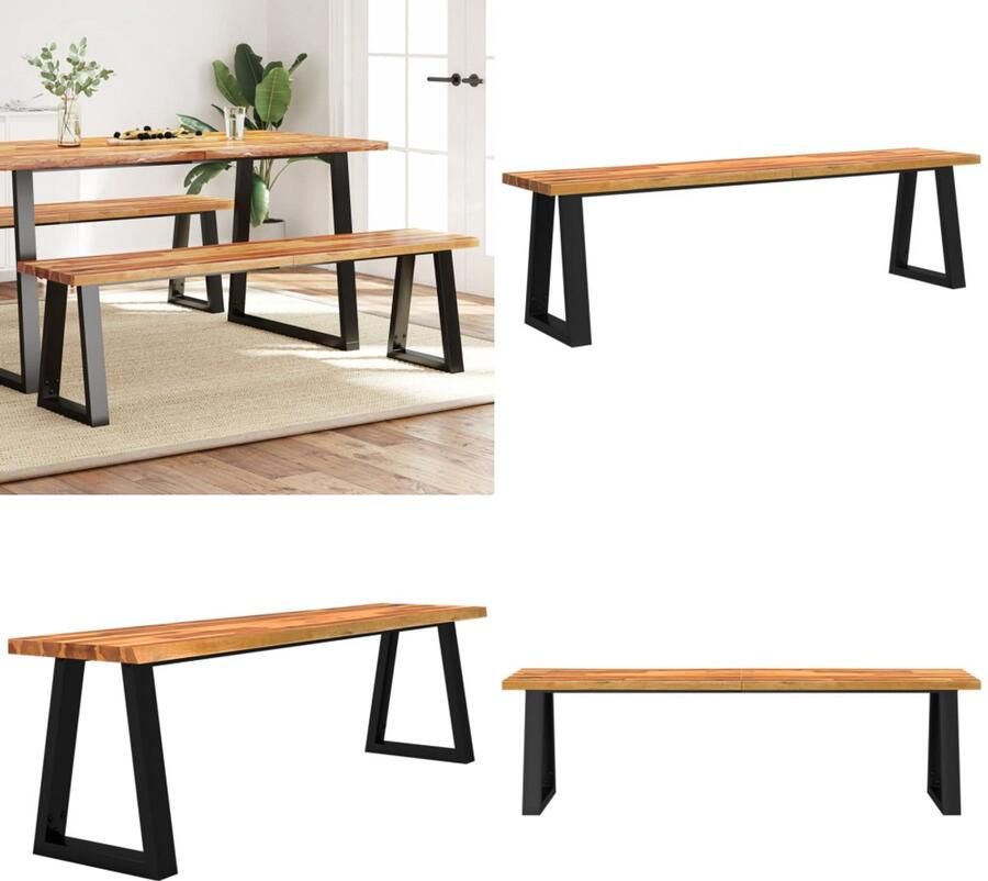 VidaXL Bankje met natuurlijke rand 160 cm massief acaciahout Bankje Bankjes Halbank Schoenenbank