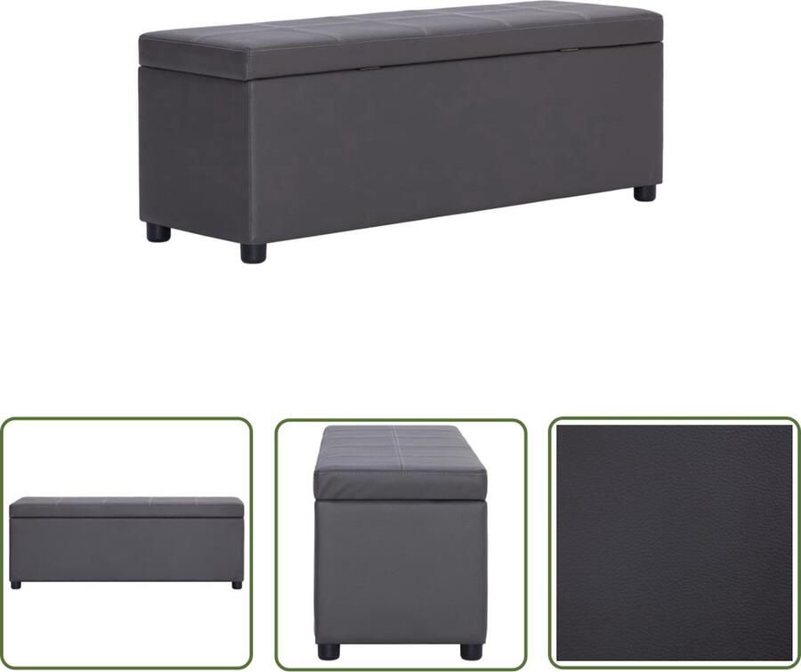 VidaXL Bankje Met Opbergruimte Opslagbanken Bankje met opbergvak 116 cm kunstleer grijs Stoffen Bank Grijze Bank Moderne Bank - Foto 2