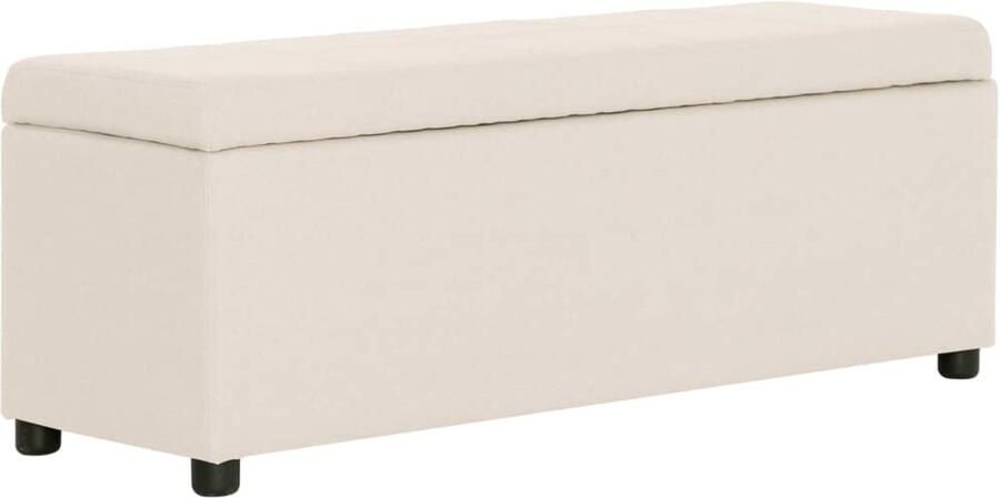 VidaXL Bankje met opbergvak 116 cm Crème Opslagbanken Benches Zitbankje Kruk Stoffering Creme Kleurtinten Design Meubels Living Accessoires Woonaccessoires Binnenhuisdecoratie