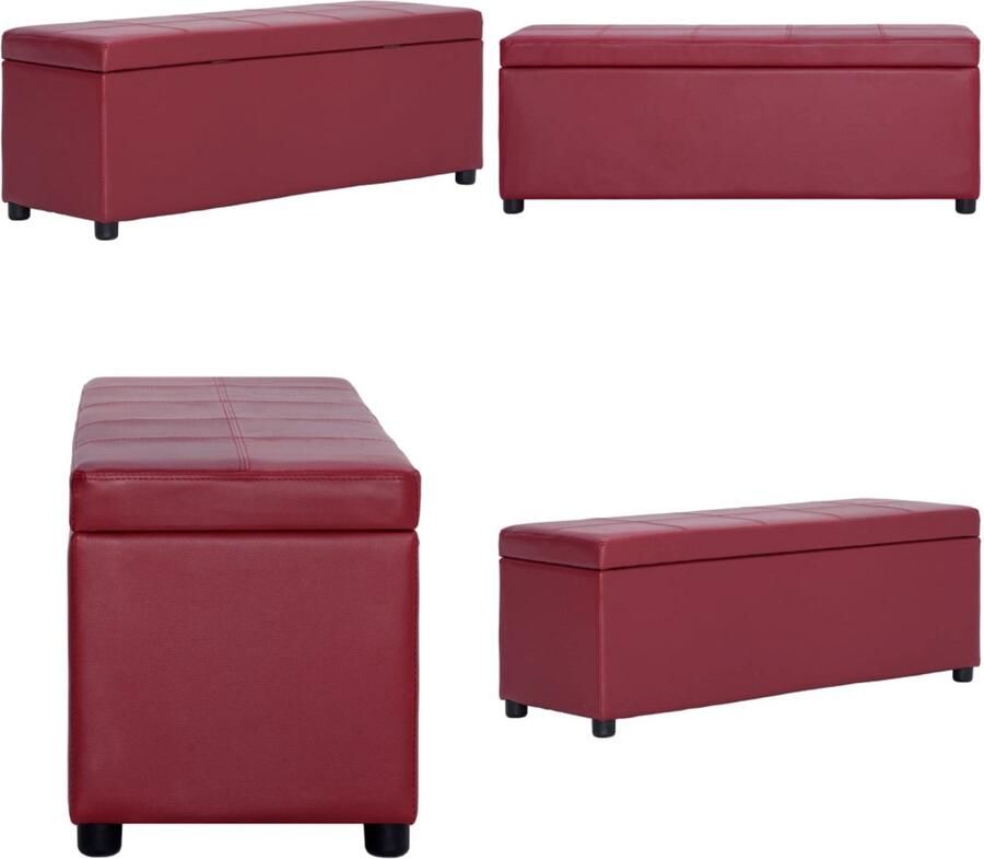 VidaXL Bankje met opbergvak 116 cm kunstleer wijnrood Bank Banken Bankje Bankjes