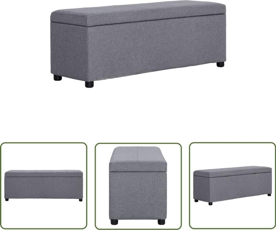 VidaXL Bankje met opbergvak 116 cm lichtgrijs Opslagbanken Bankje Met Opbergruimte Opbergbank Grijs Banksysteem Woonaccessoires Meubels