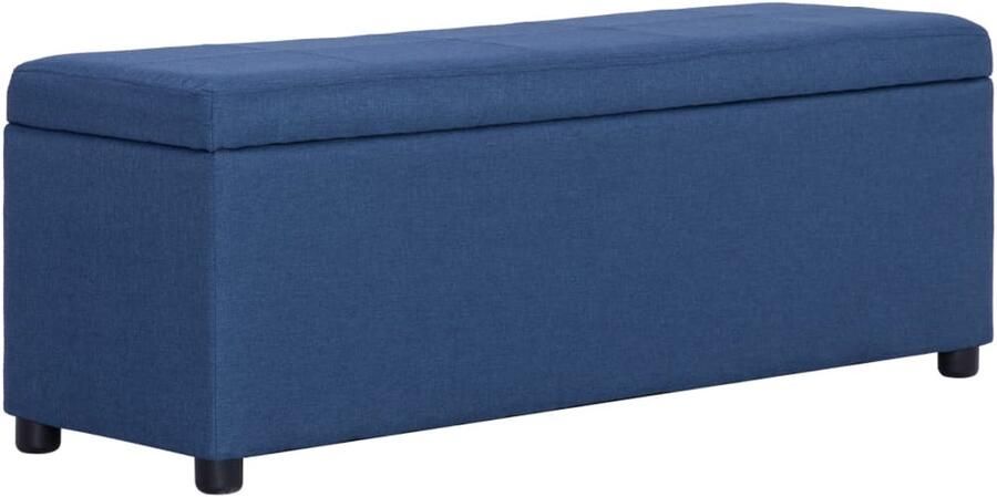 VidaXL Bankje met opbergvak 116 cm Polyester Blauw Opslagbanken Blauwe Bank Zitbank Met Opbergruimte Kastbank Meubels Voor Woonkamer