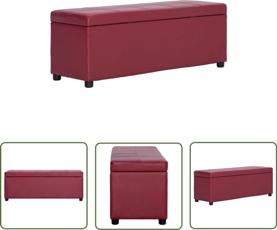 VidaXL Bankje met Opbergvak 116 cm Wijnrood Kunstleer Opslagbanken Bankje Met Opbergruimte Woonaccessoires Stoffen Bankjes Rode Bankjes Vintage Meubels Kleine Bankjes