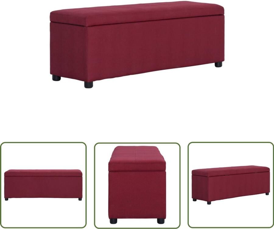 VidaXL Bankje met opbergvak 116 cm Wijnrood Opslagbanken Woonaccessoires Banksysteem Zitbank Kast Met Zithoek Rood Meubilair Design Bankje Multifunctionele Bank Kleine Bank Stoffen Bank Binnenbank Voordeur Bank